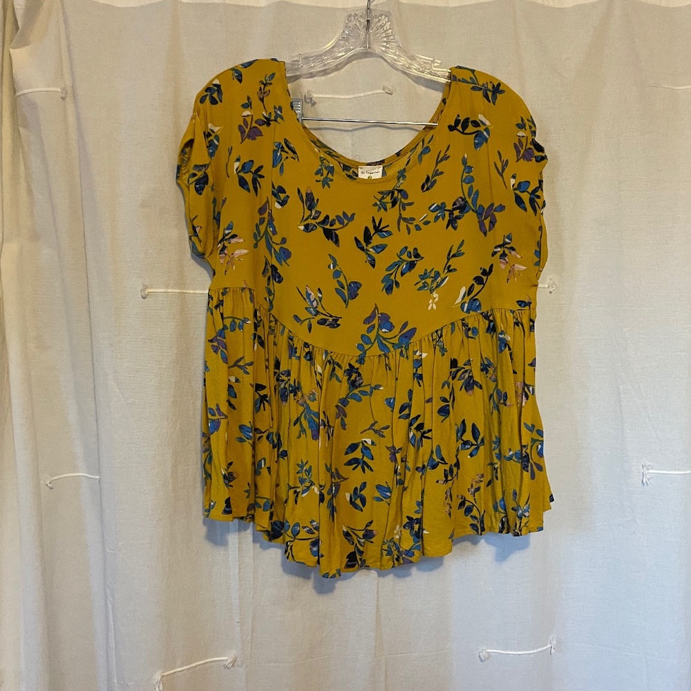 Piper & Scoot Pierce Floral Peplum Blouse in Mustard